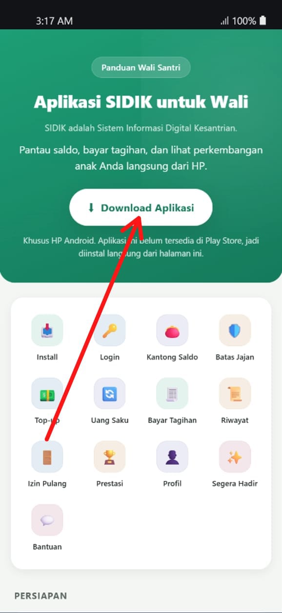Tombol Download Aplikasi di halaman ini